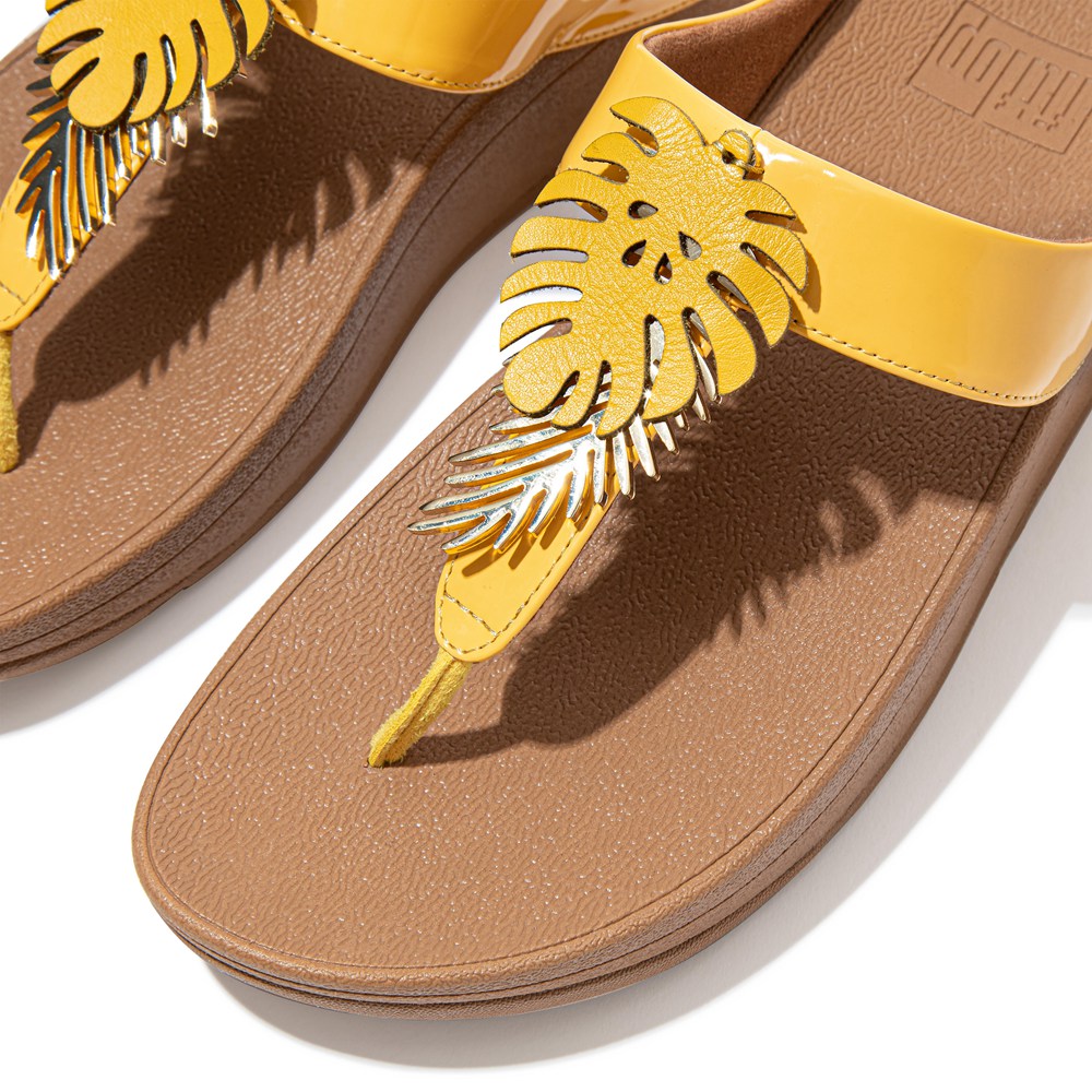 Fitflop Womens Sandals Yellow - Fino Jungle-leaf Patent - 89IJFHXMG